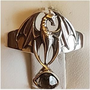 Genuine Herkimer Diamond Dragon Ring Size 7 & 8